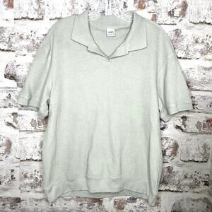 Zara Men seafoam Cotton elastane short sleeve waffle texture polo size Large